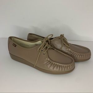 SAS Siesta Lace Up Casual Leather Comfort Oxfords Loafers Mocha Womens Size 9.5M